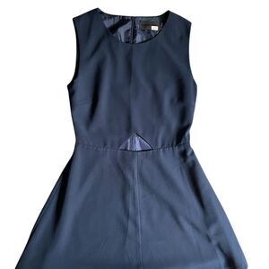 Chic Navy Blue Blaque Label Sleeveless A-Line Midi Dress
